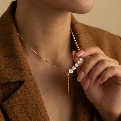 Multi-layered heart-shaped diamond necklace by My Store, featuring layered chains and heart pendant details