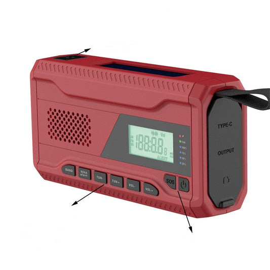 Outdoor emergency radio with solar and hand-crank power, high-brightness light, My Store brand