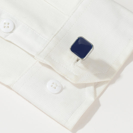 Men's square drop oil cufflinks in four colors, simple fashion design