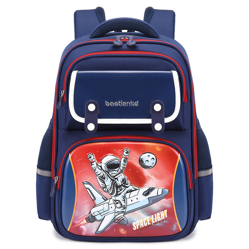Children's large capacity cartoon lightweight backpack, front view with spacious schoolbag design
