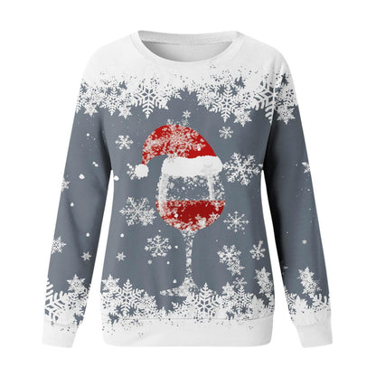 Women's Christmas round neck sweater with 3D digital print design My Store