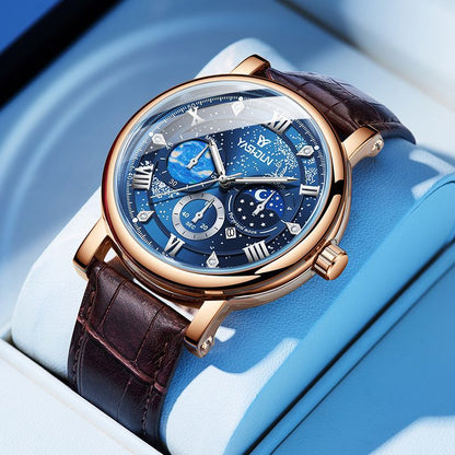 Men's watch with sophisticated design and vast starry sky dial