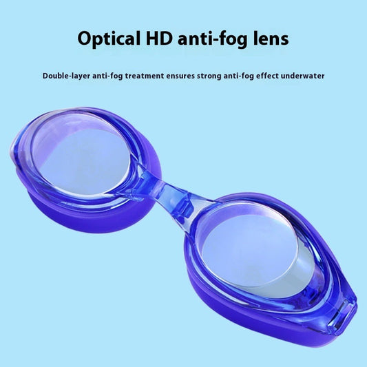Plain light swimming glasses with HD anti-fog lenses, waterproof big frame, and comfortable professional design
