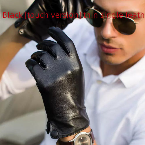 Leather motorcycle riding gloves shown from the outside, designed for driving and hand protection