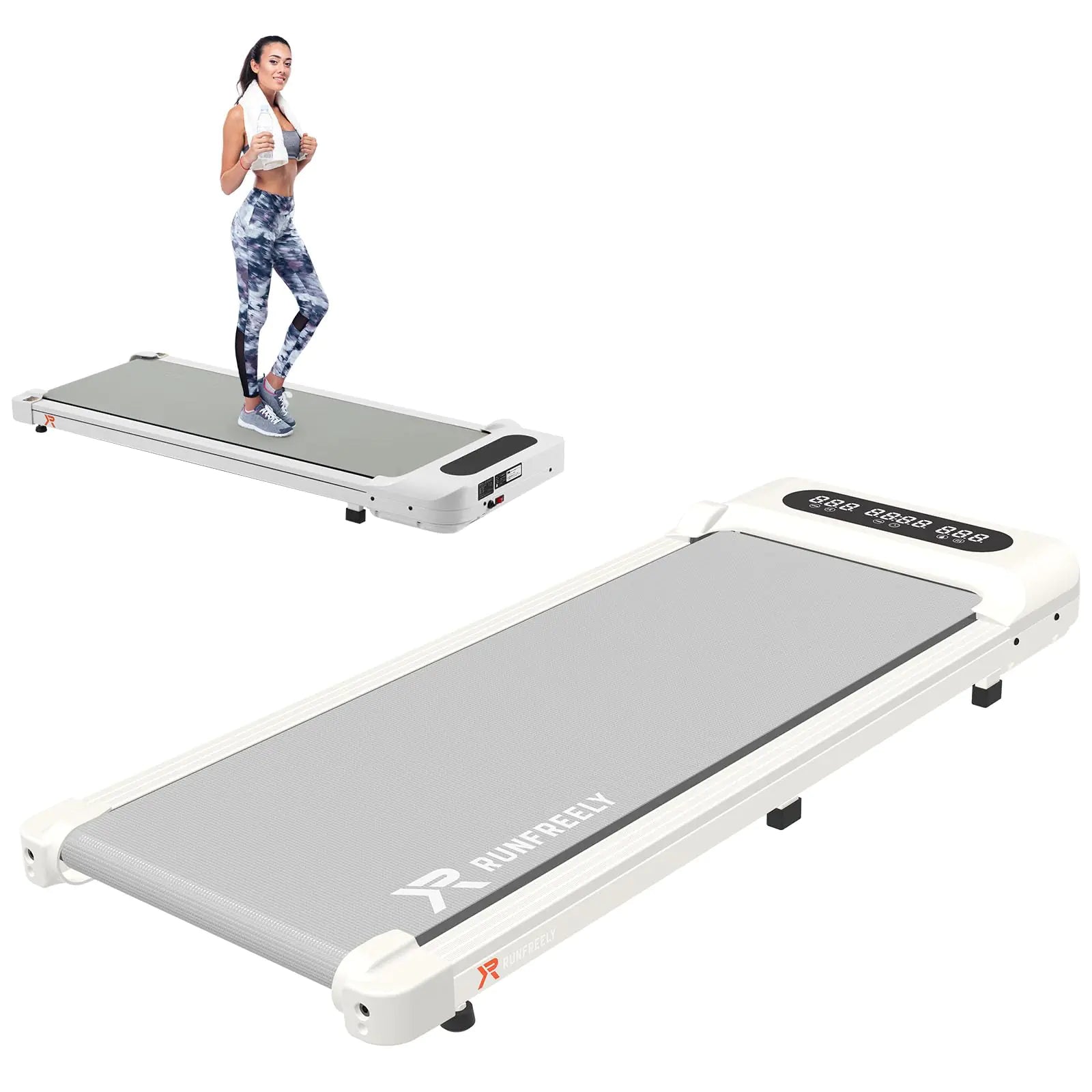 RUNFREELY Walking Pad Treadmill Under Desk Treadmill for Home Office White