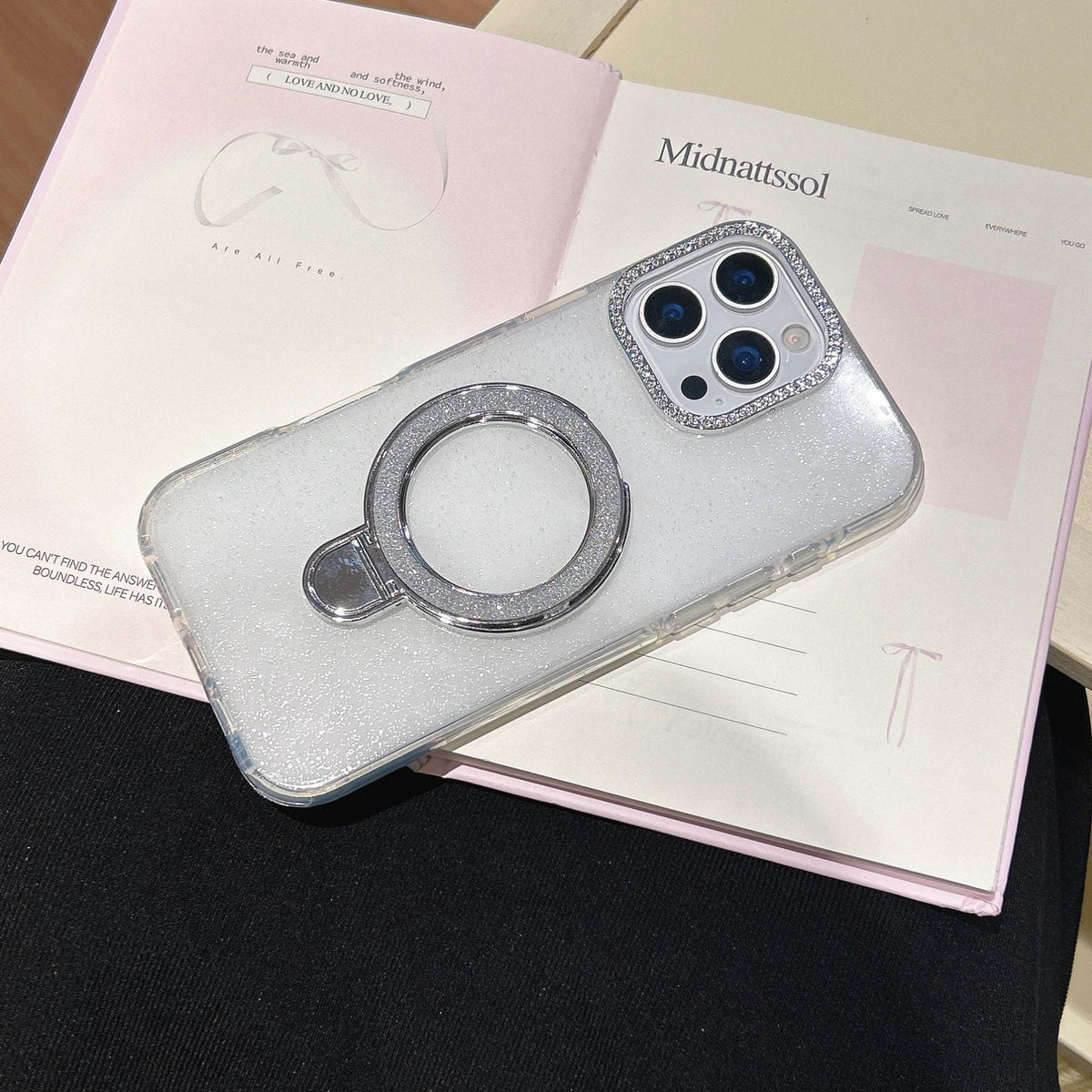 Epoxy Gradient Glitter With Rotating Bracket Mobile Phone Cases