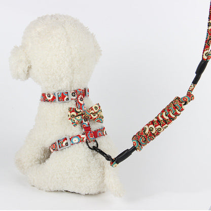 Creative floral Japanese-style cat leash from My Store with decorative pattern and adjustable strap