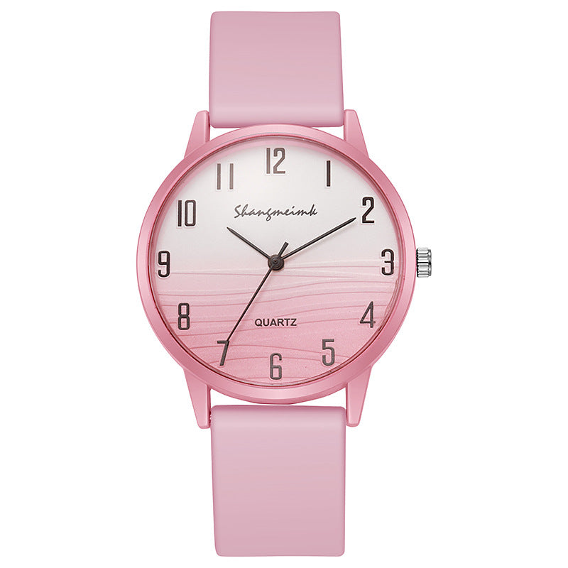Casual simple jelly color women's watch with translucent strap and minimalist dial