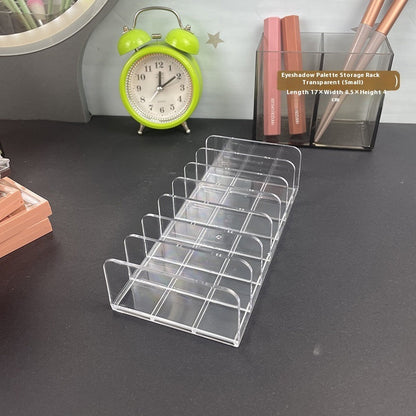 Transparent plastic cosmetics storage box with compartments for organizing makeup and beauty products