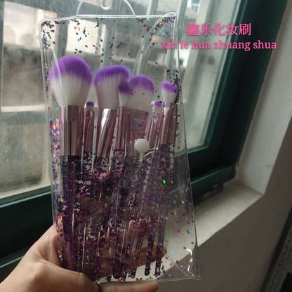 Set of 10 essential makeup brushes from BACKUPMYFILESNOW® in various sizes and shapes for foundation, eyeshadow, and blending.
