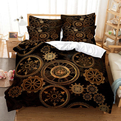 Digital printed bedding quilt cover with matching pillowcase, shown in a soft fabric set