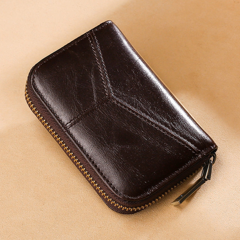 Soft top-grain leather multifunctional coin purse in a compact design