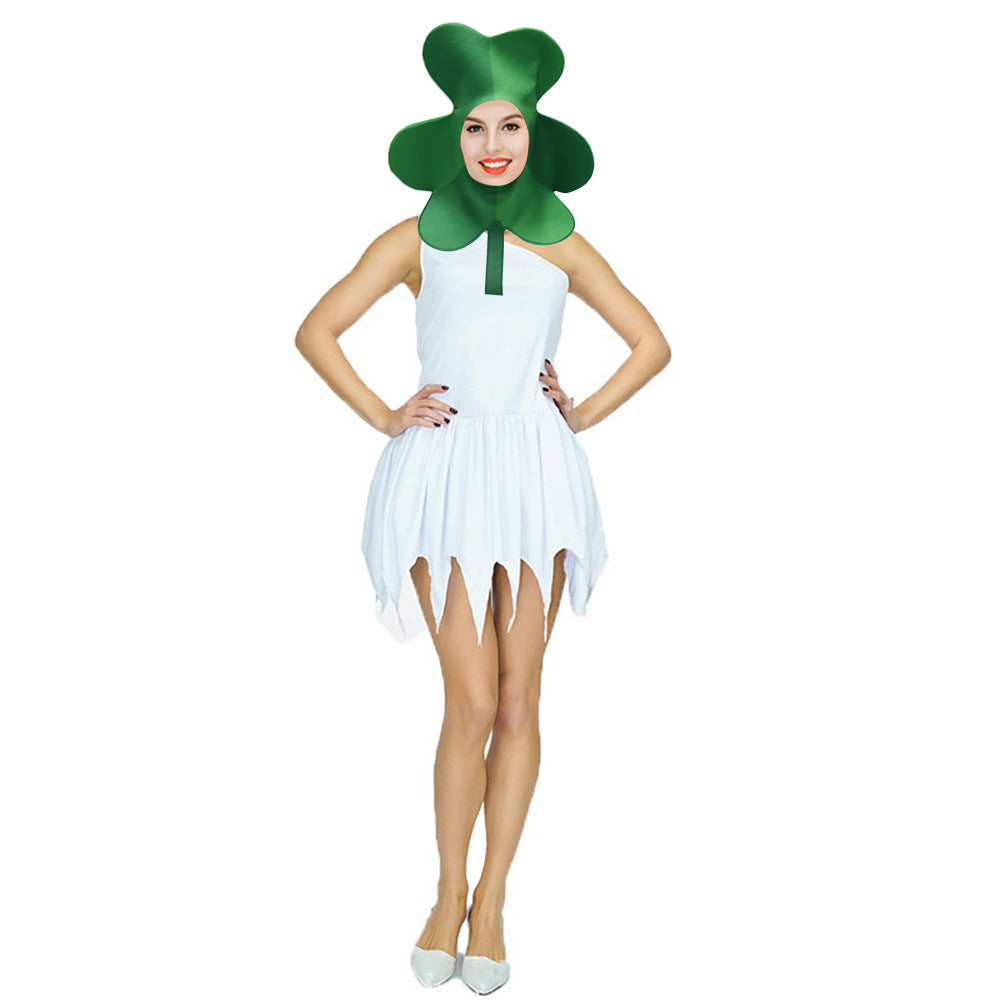 Christmas tree three-leaf vegetable plant creative print party costume clothing