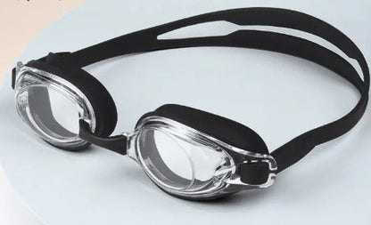 HD waterproof non-fogging swimming goggles with clear lenses and adjustable strap for myopia swimmers