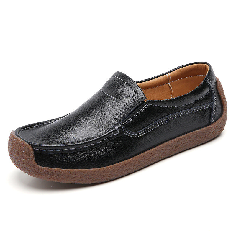 Women's cowhide leather Oxford flats by BACKUPMYFILESNOW® with rounded toes and stylish lacing, displayed on a plain background.