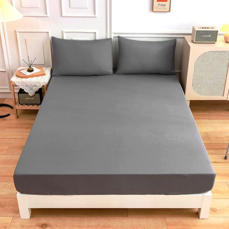Students cotton bed sheets with fitted sheet and pillowcase set in soft, neutral fabric