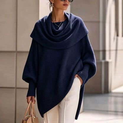 Loose batwing-sleeve asymmetrical pullover top in a relaxed silhouette My Store