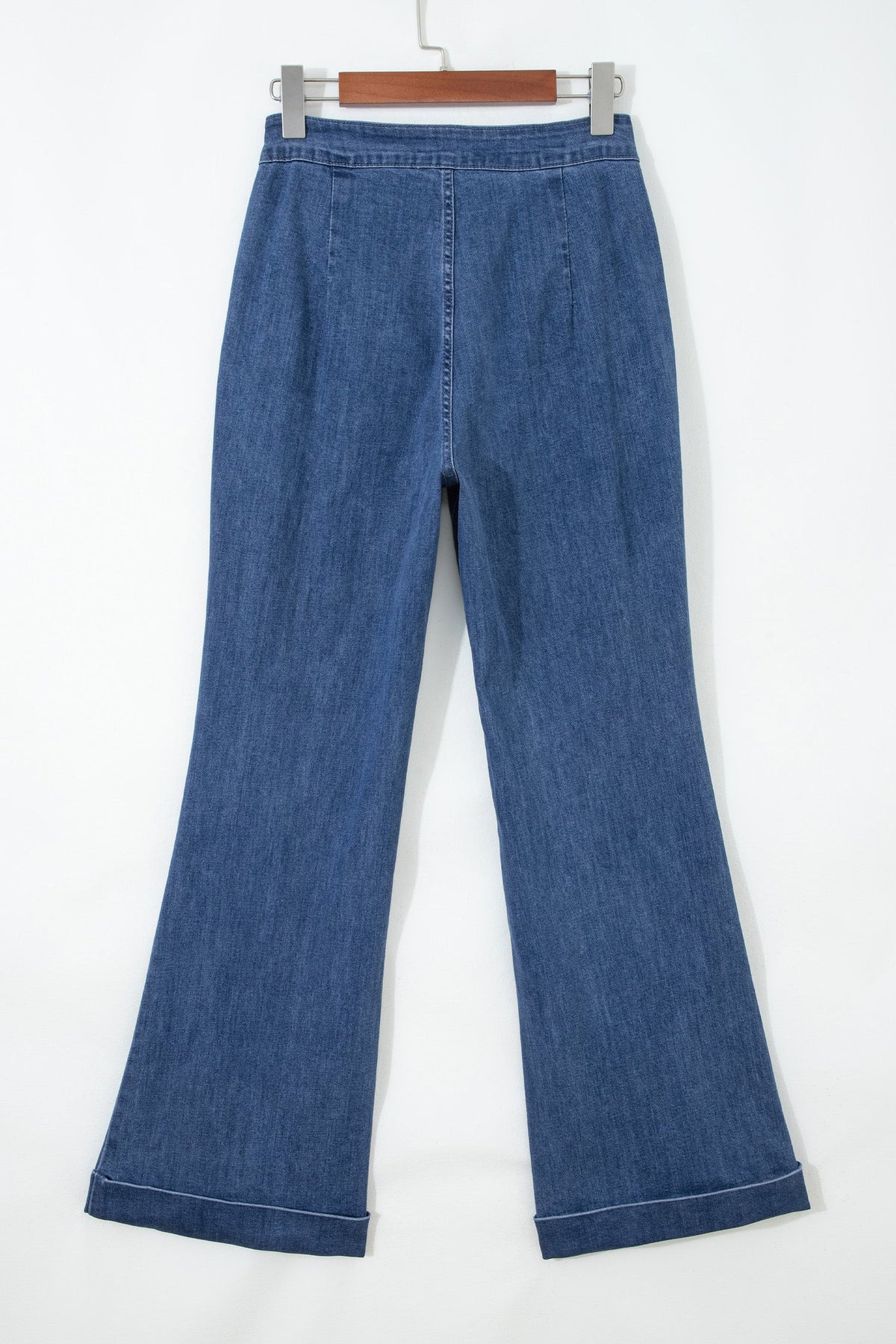 Scarlet Flare Leg Jeans by Threaded Pear featuring bright red denim with flared legs and classic five-pocket design.