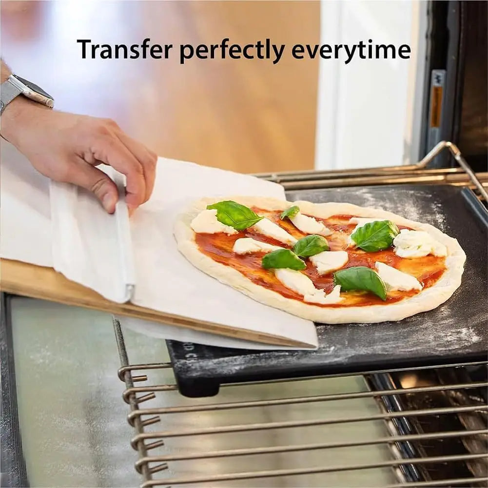 Sliding pizza shovel non-stick pizza board for smooth cutting, storage, and transfer in the kitchen