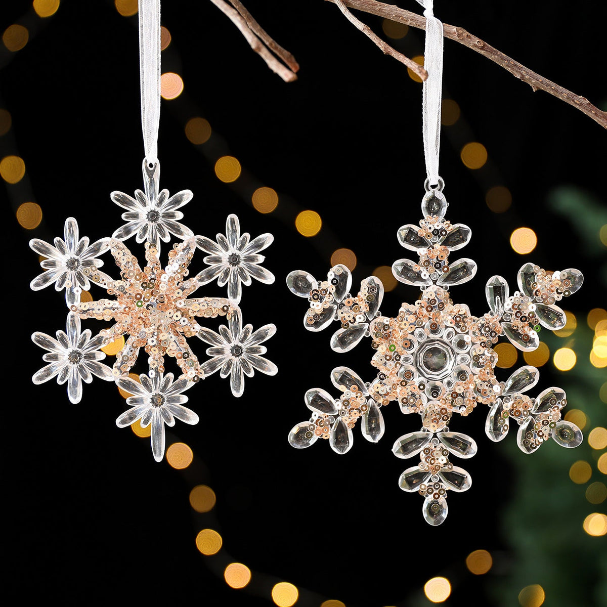 Christmas decorations sequined acrylic pendant ornament, sparkling hanging holiday decor in festive design