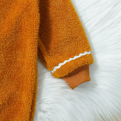 Children's Christmas infant fur hooded one-piece in solid color by My Store