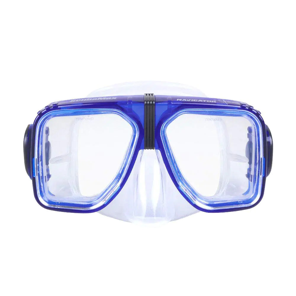 ScubaMax Navigator Dual Lens Adult Dive Mask (Blue/Clear Large)