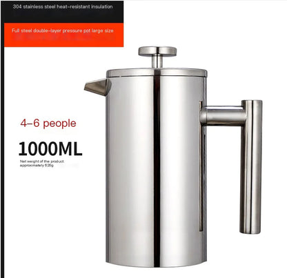 304 Stainless Steel Double-Layer French Press Coffee Pot