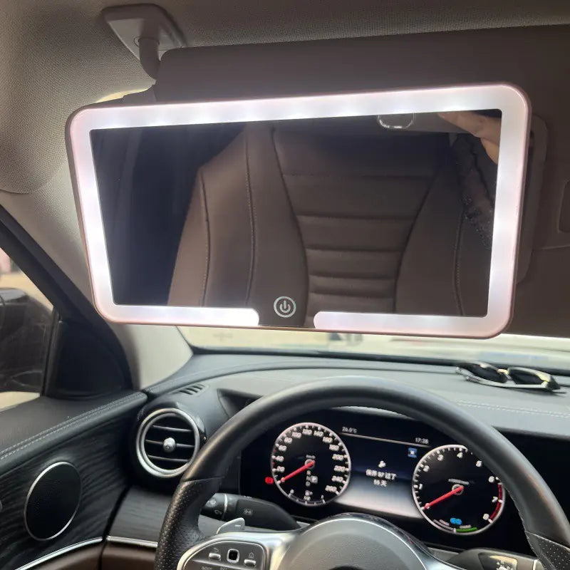 Car Sun Visor Makeup Mirror LED 3-Color Adjustable