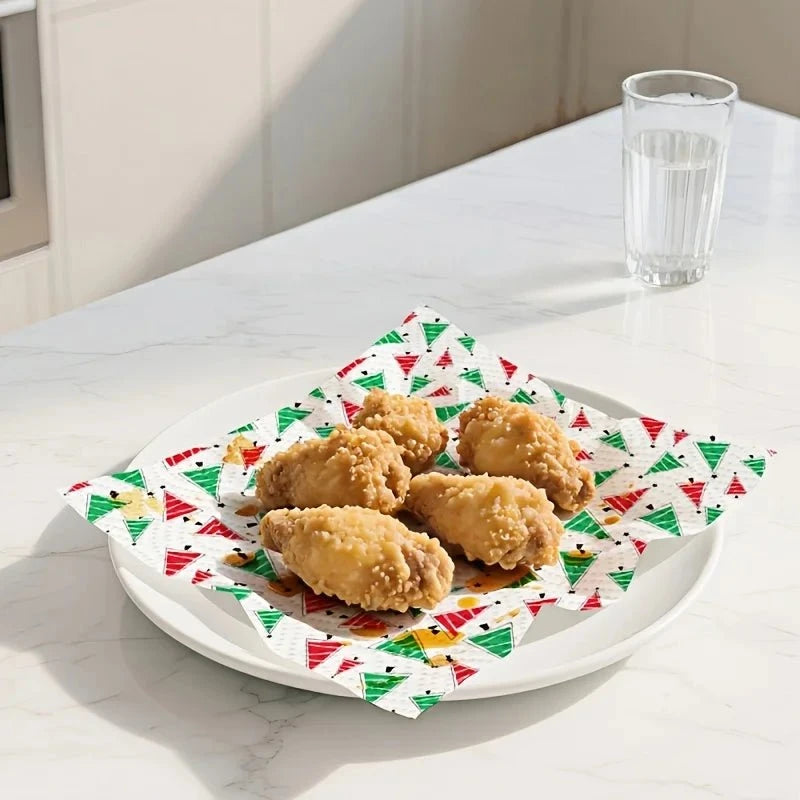 Set of 4 Christmas-themed thick three-layer kitchen paper towels for cleaning, disposable and washable, dual-use for wet and dry tasks.