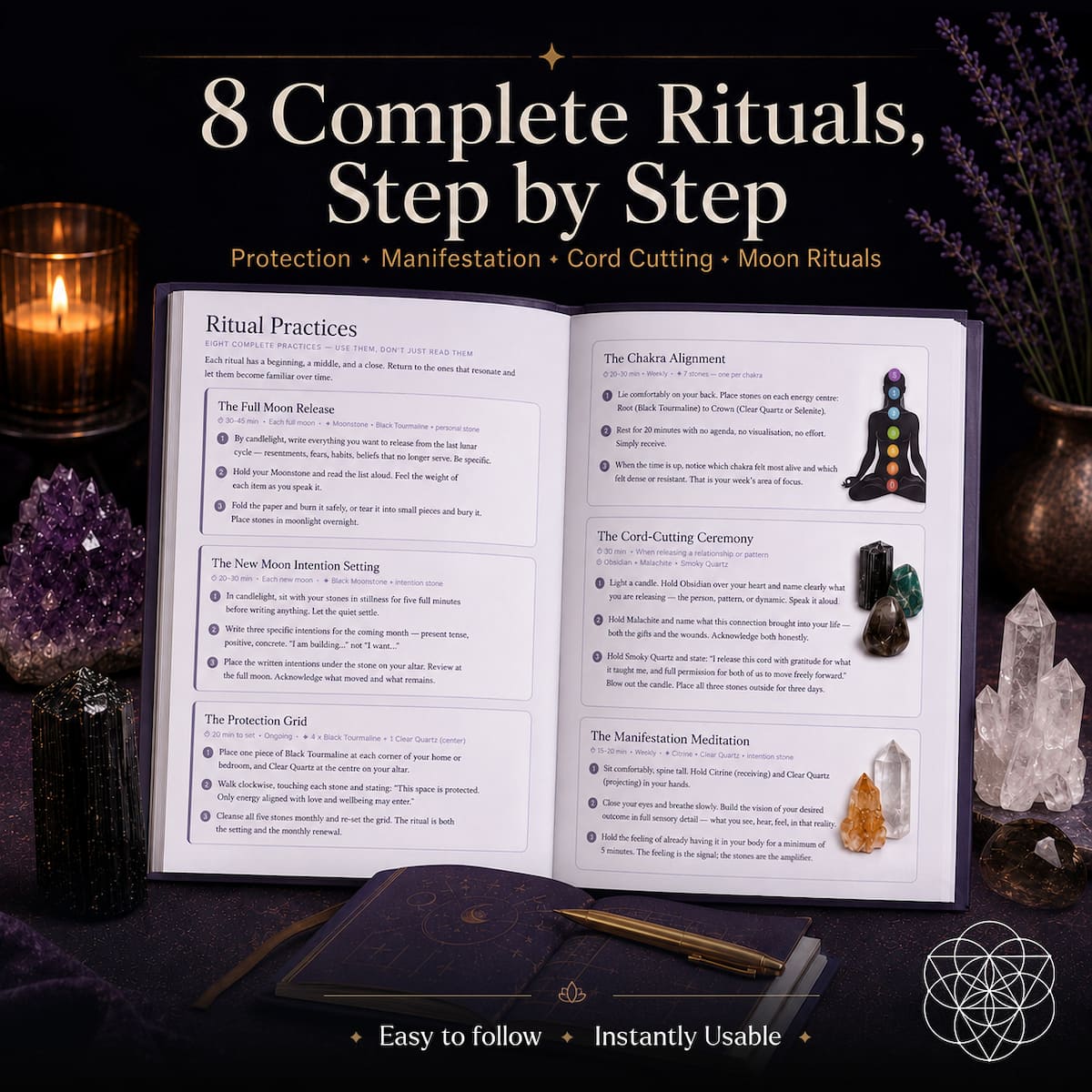 Cover of The Conscious Crystal Handbook ebook by Conscious Items, featuring colorful crystal illustrations and a clean layout.
