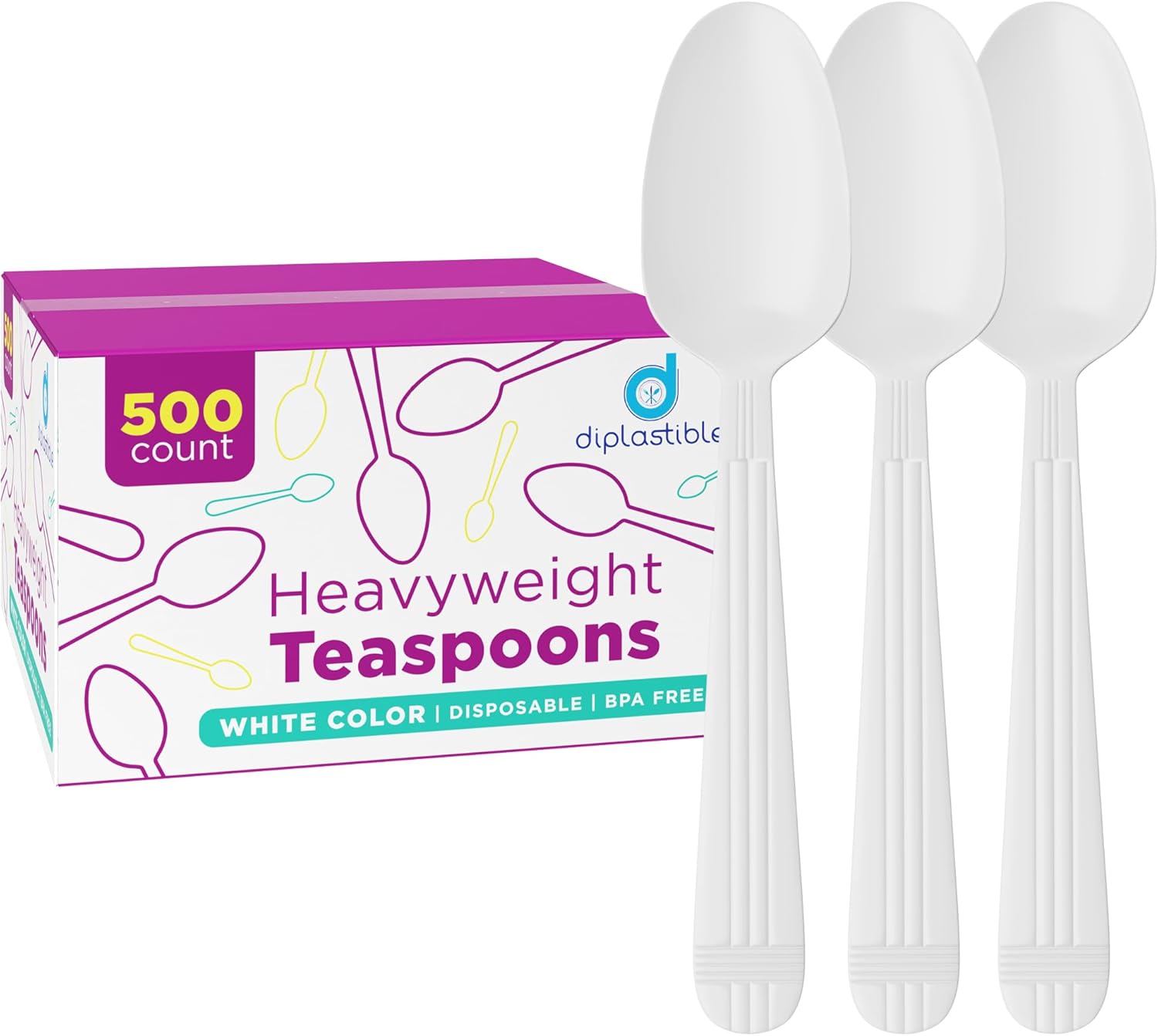 500 Count – Heavyweight Disposable White Plastic Tea Spoons | Dessert Spoons Plastic | Great for Celebrations, Parties, Travels, Events, and Everyday Use - BACKUPMYFILESNOW