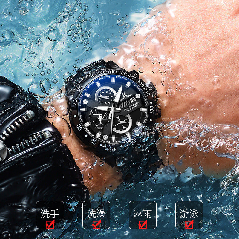 Simple men's water-resistant quartz watch with classic design and clear dialencer