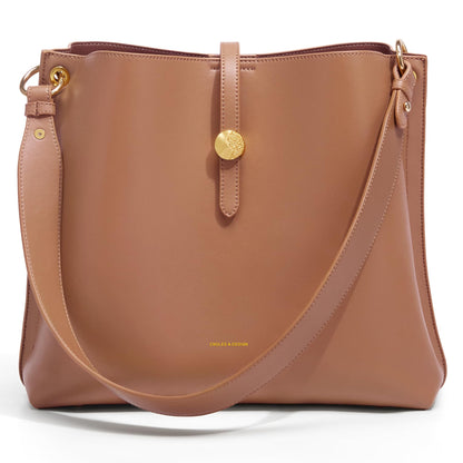 Cnoles Women Genuine Leather Designer Tote Bags Purses And Handbags For Women Fashion Ladies Top Handle Shoulder Satchel Bag Brown