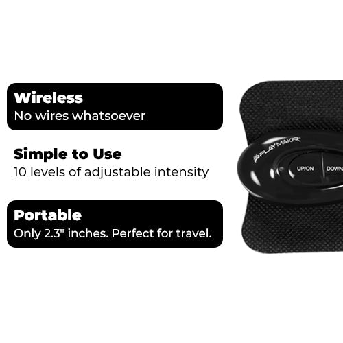 iReliev WiTENS Mini Wireless TENS unit with digital display and control buttons, compact pain relief device for targeted therapy.