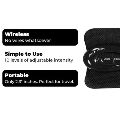 iReliev WiTENS Mini Wireless TENS unit with digital display and control buttons, compact pain relief device for targeted therapy.