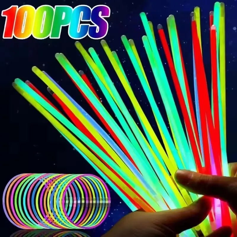 50/100Pcs Fluorescence Sticks Party Multicolor Glowing Stick Bright Colorful Light Bright Bendable Glow Bracelet Party Supplies - BACKUPMYFILESNOW.COM®