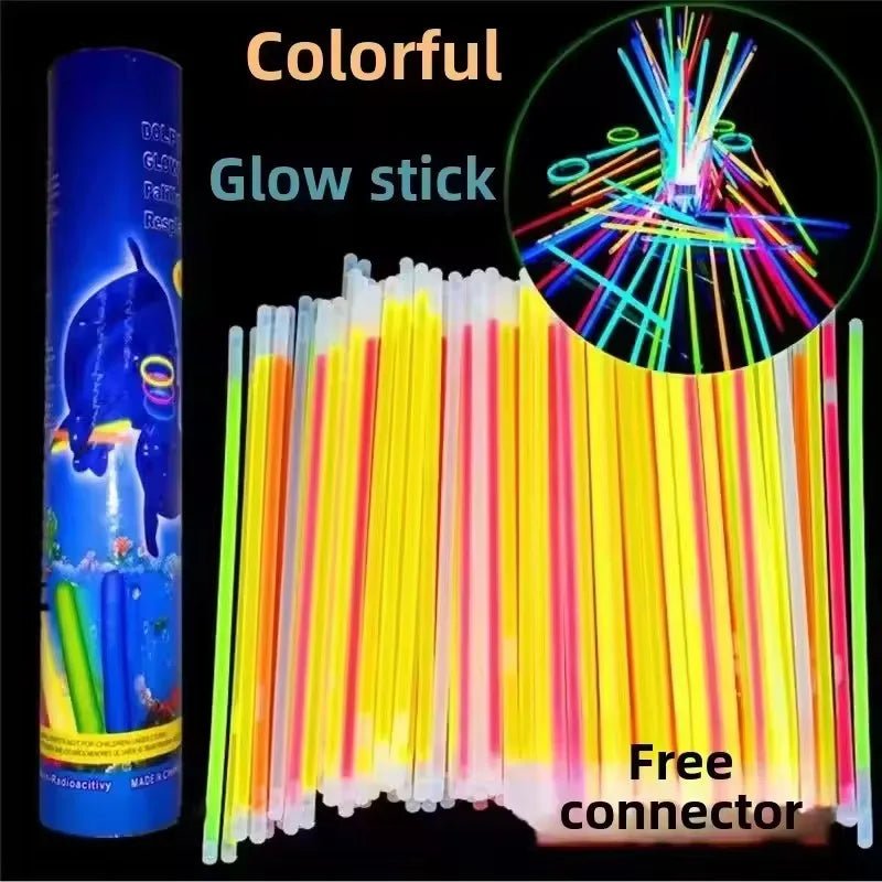 50/100Pcs Fluorescence Sticks Party Multicolor Glowing Stick Bright Colorful Light Bright Bendable Glow Bracelet Party Supplies - BACKUPMYFILESNOW.COM®