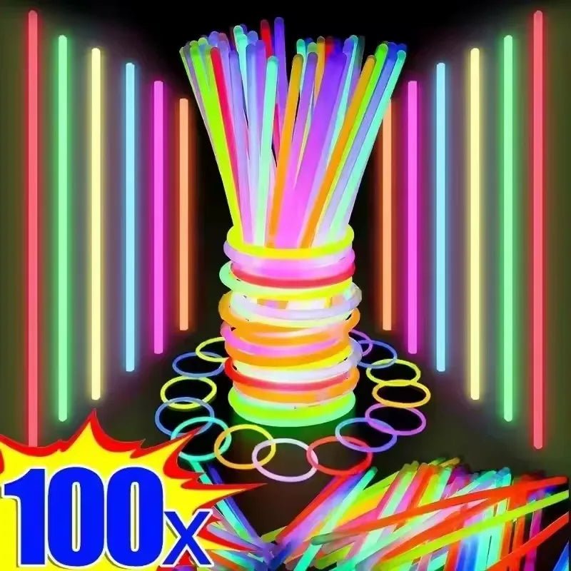 50/100Pcs Fluorescence Sticks Party Multicolor Glowing Stick Bright Colorful Light Bright Bendable Glow Bracelet Party Supplies - BACKUPMYFILESNOW.COM®