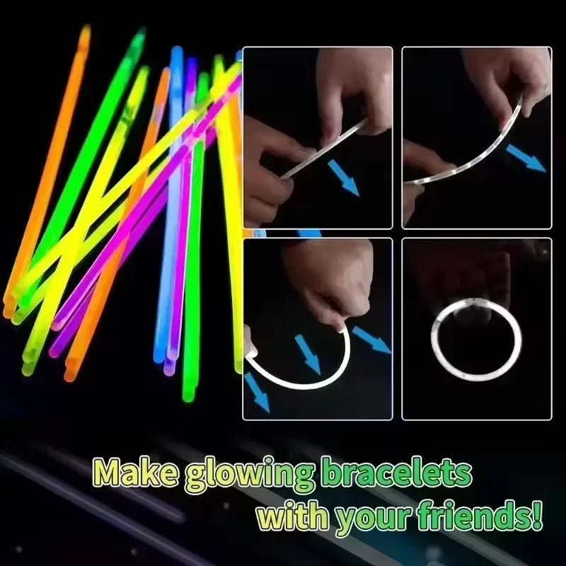 50/100Pcs Fluorescence Sticks Party Multicolor Glowing Stick Bright Colorful Light Bright Bendable Glow Bracelet Party Supplies - BACKUPMYFILESNOW.COM®