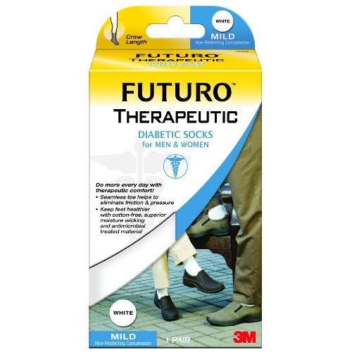 White Futuro Therapeutic Diabetic Socks with mild support, small size, unisex design for men and women, by Pasteur Pharmacy.