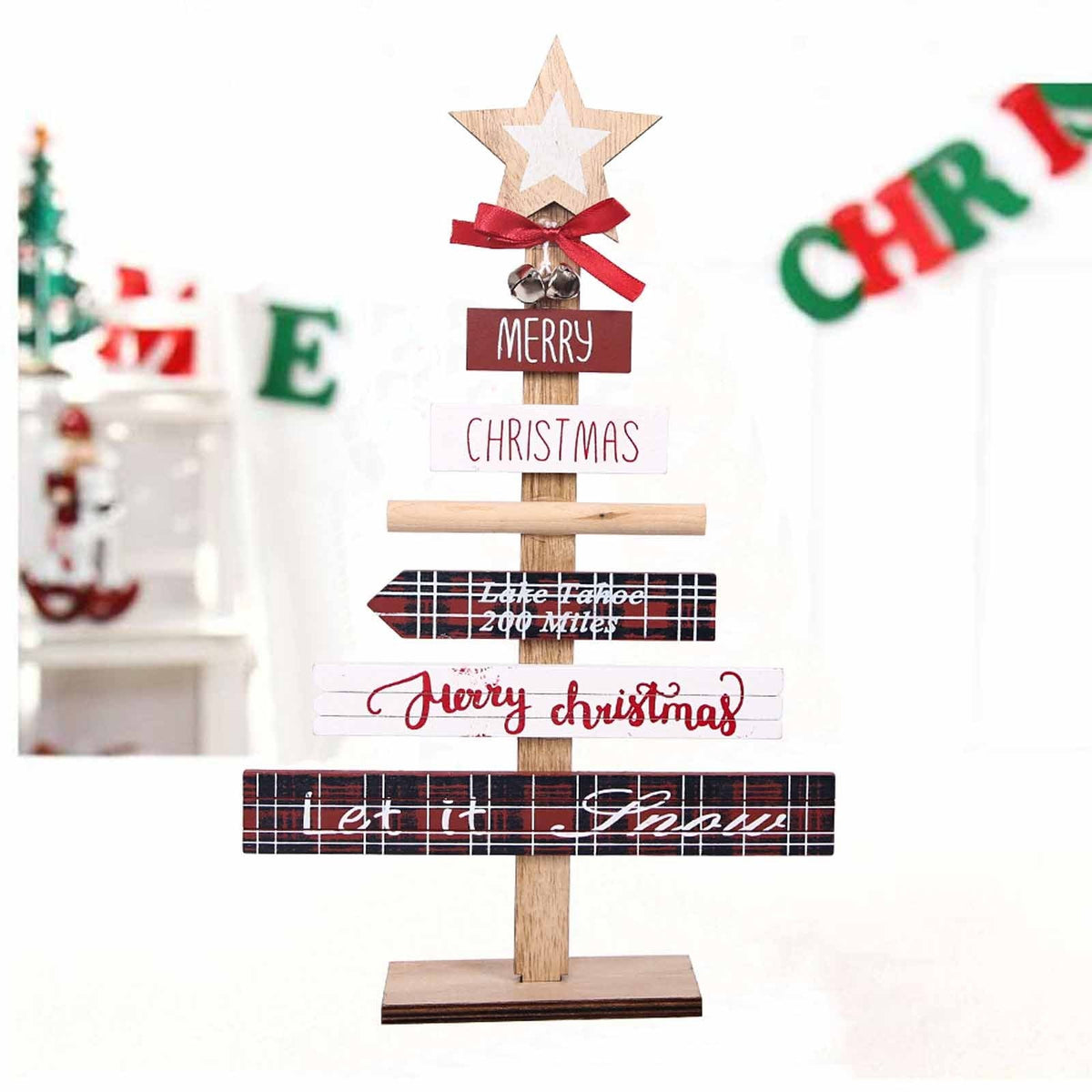 Christmas decorations with English letters displayed together