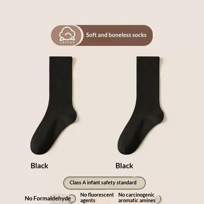 Stylish boneless postpartum women's solid-color mid-calf socks by My Store