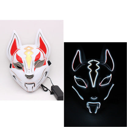 Glowing cat face mask for women, Demon Slayer-inspired cold light fox mask for cosplay and masquerade props