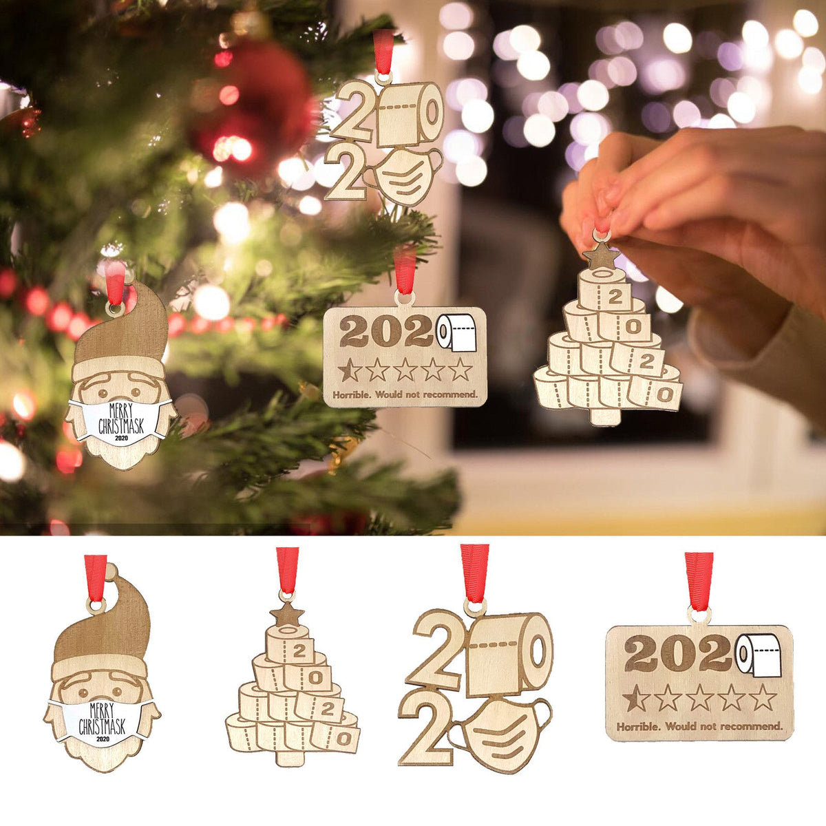 Wooden Christmas decoration sign with festive holiday design, My Store brand