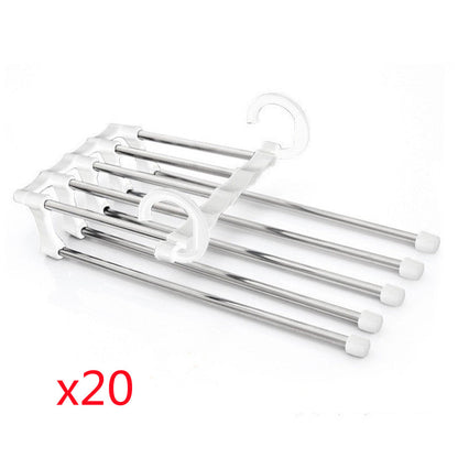 5-in-1 stainless steel multi-functional wardrobe hanger for clothes and pants rack