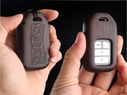 Sandalwood key case with smooth wooden finish and compact design