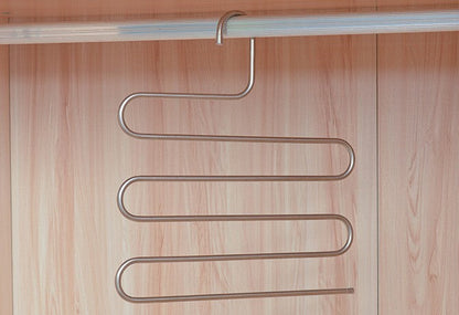 Magic non-slip S-type home pants rack with curved hooks for hanging trousers efficiently