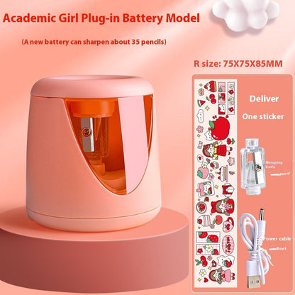 Cute automatic children's portable electric pencil sharpener, compact roll design with colorful exterior