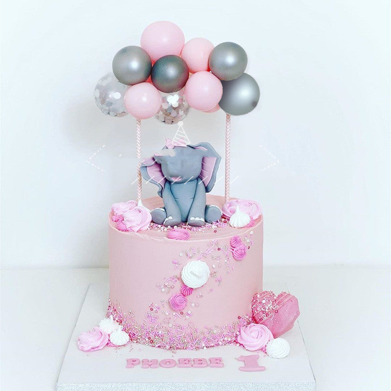 Red 5-inch sequined balloon cake decoration with net texture