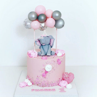 Red 5-inch sequined balloon cake decoration with net texture